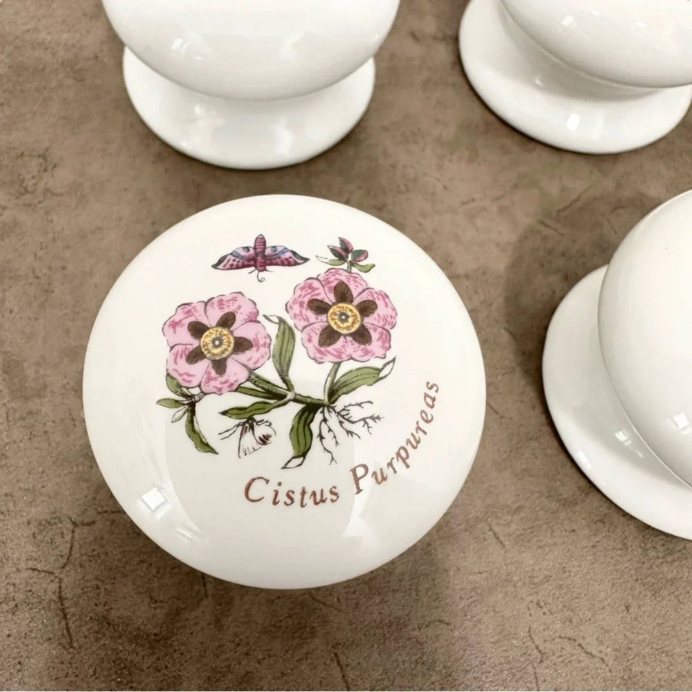 9 Ceramic Portmeirion Botanic Garden Dresser Knobs Pulls Cistus Purpureas flower